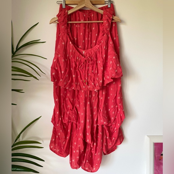 NEW Free People This Love Set In Hot Coral Combo - Picture 16 of 17
